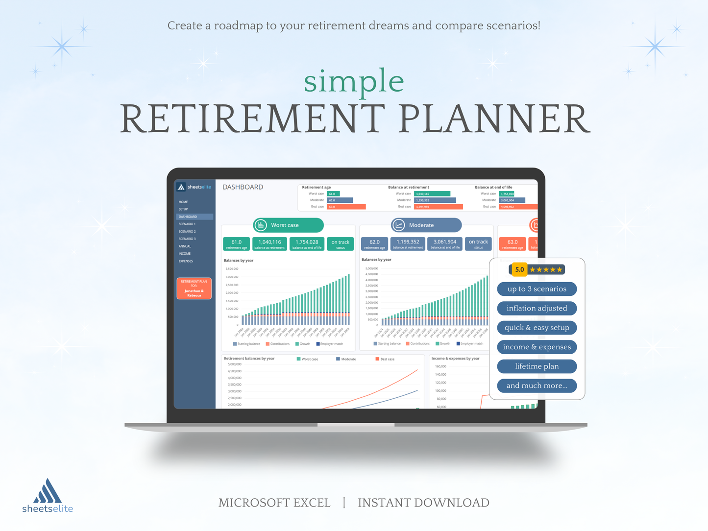 Simple Retirement Planner - Excel Template | Instant Download | Digital Finance Planner