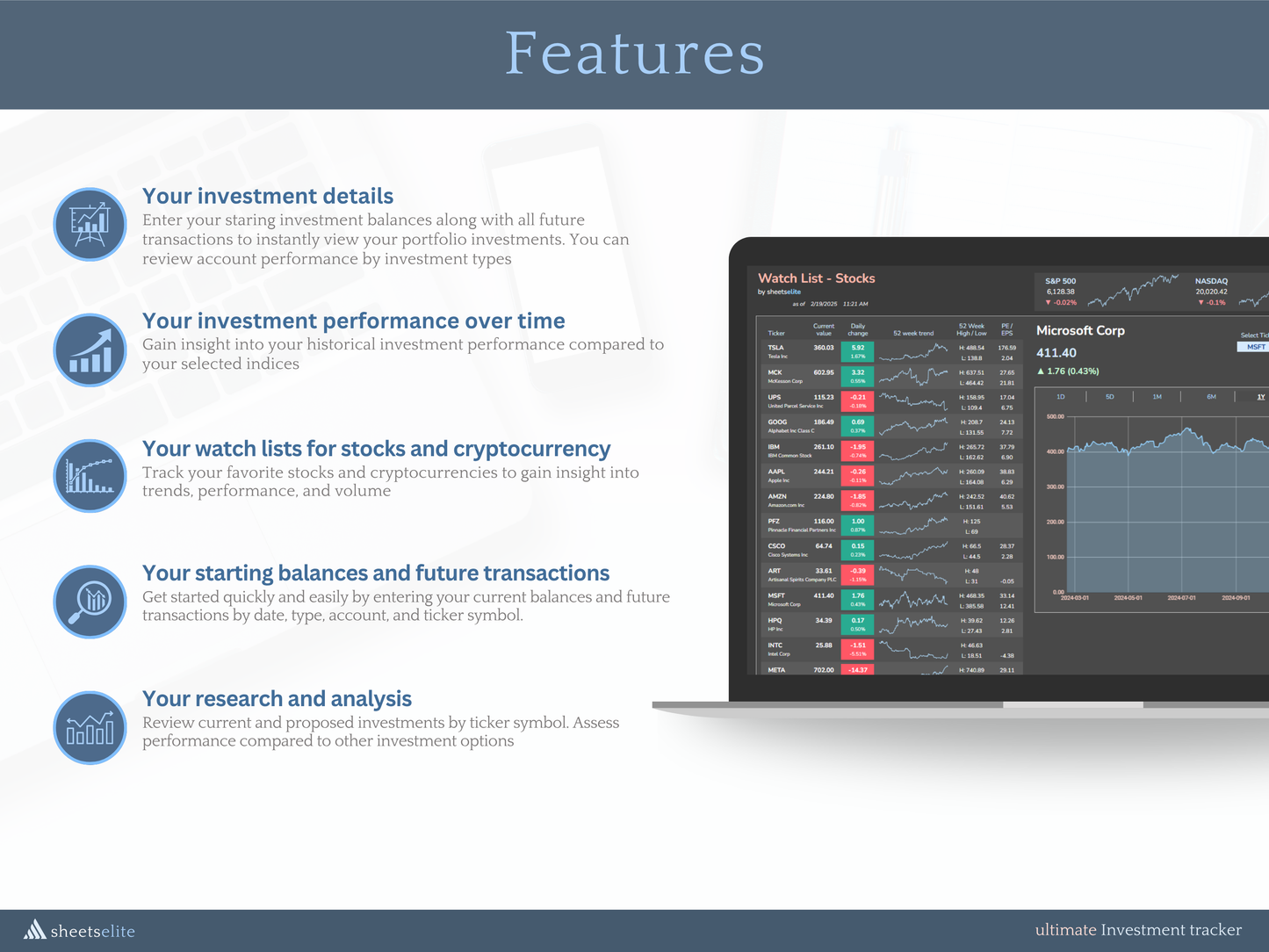 Investment Tracker - Google Sheets Template | Instant Download | Digital Finance Planner