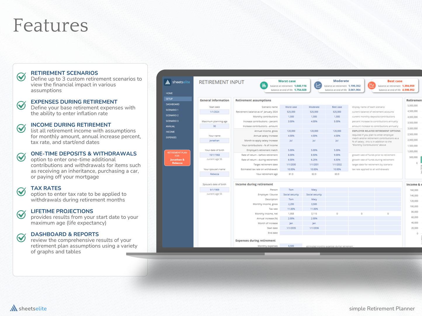 Simple Retirement Planner - Excel Template | Instant Download | Digital Finance Planner