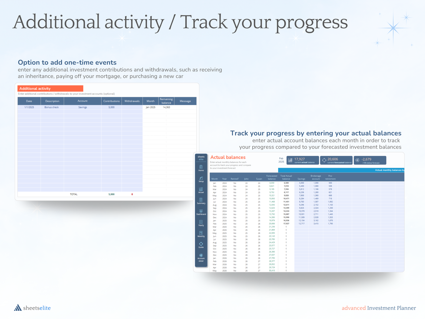 Advanced Investment Planner - Excel Template | Instant Download | Digital Finance Planner