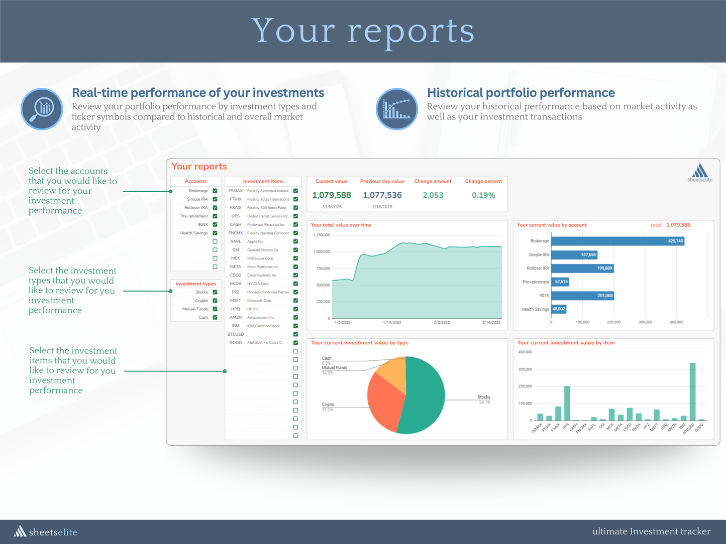 Investment Tracker - Google Sheets Template | Instant Download | Digital Finance Planner