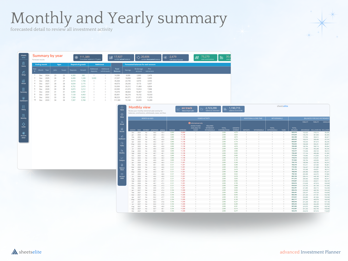 Advanced Investment Planner - Excel Template | Instant Download | Digital Finance Planner
