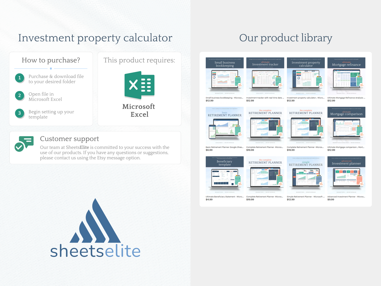 Investment property calculator - Microsoft Excel - Rental property - Real estate investment