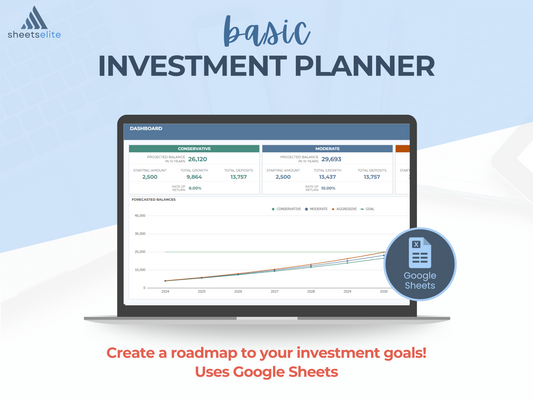 Basic investment planner - Google Sheets Template | Instant Download | Digital Finance Planner