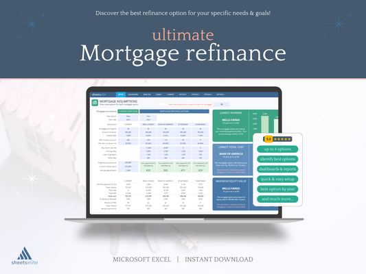 Ultimate Mortgage Refinance - Excel Template | Instant Download | Digital Finance Planner
