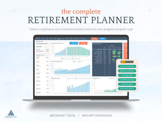 The Complete Retirement Planner - Excel Template | Instant Download | Digital Finance Planner