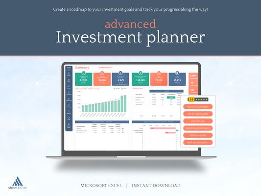 Advanced Investment Planner - Excel Template | Instant Download | Digital Finance Planner