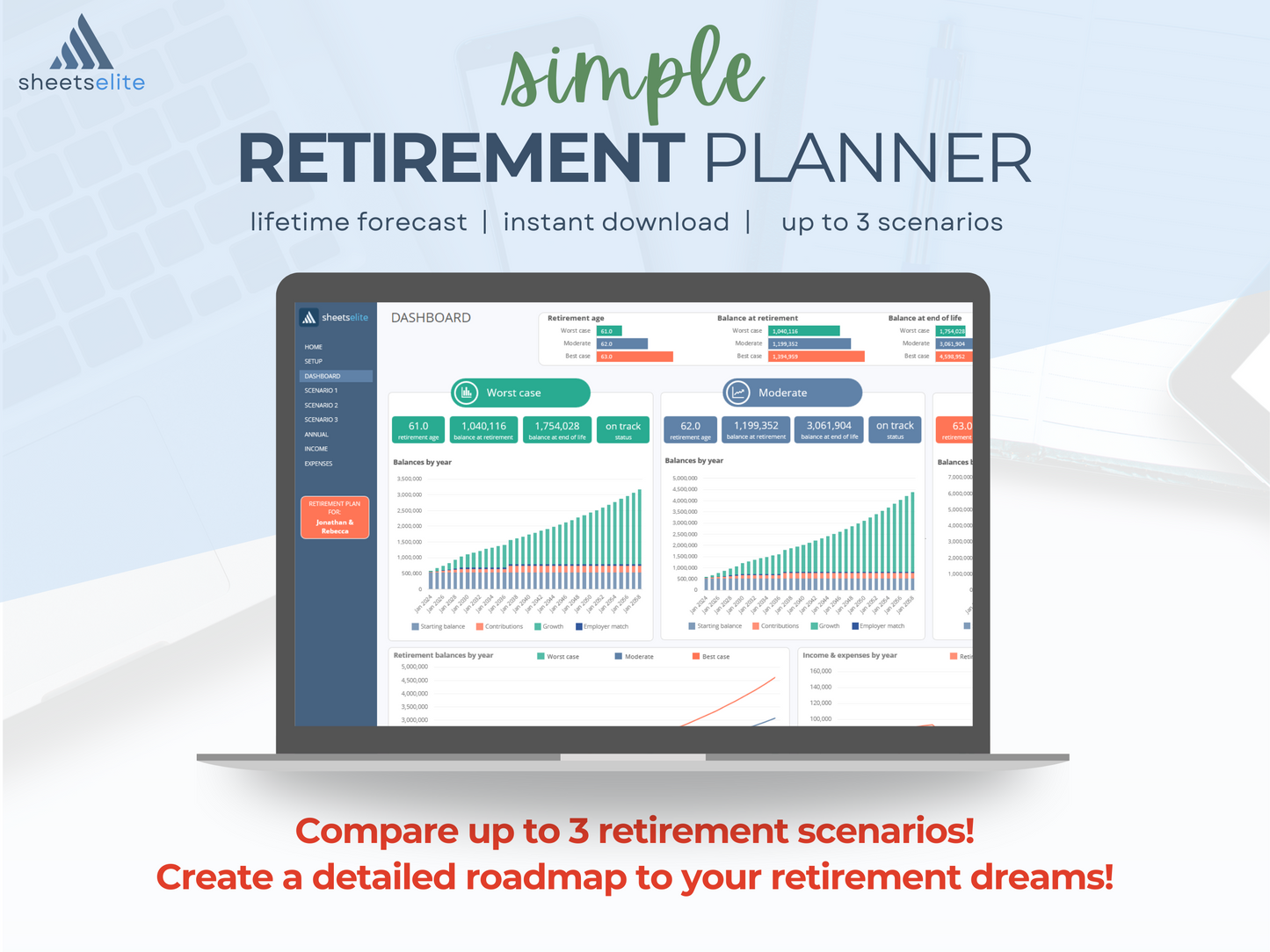 Simple Retirement Planner - Excel Template | Instant Download | Digital Finance Planner