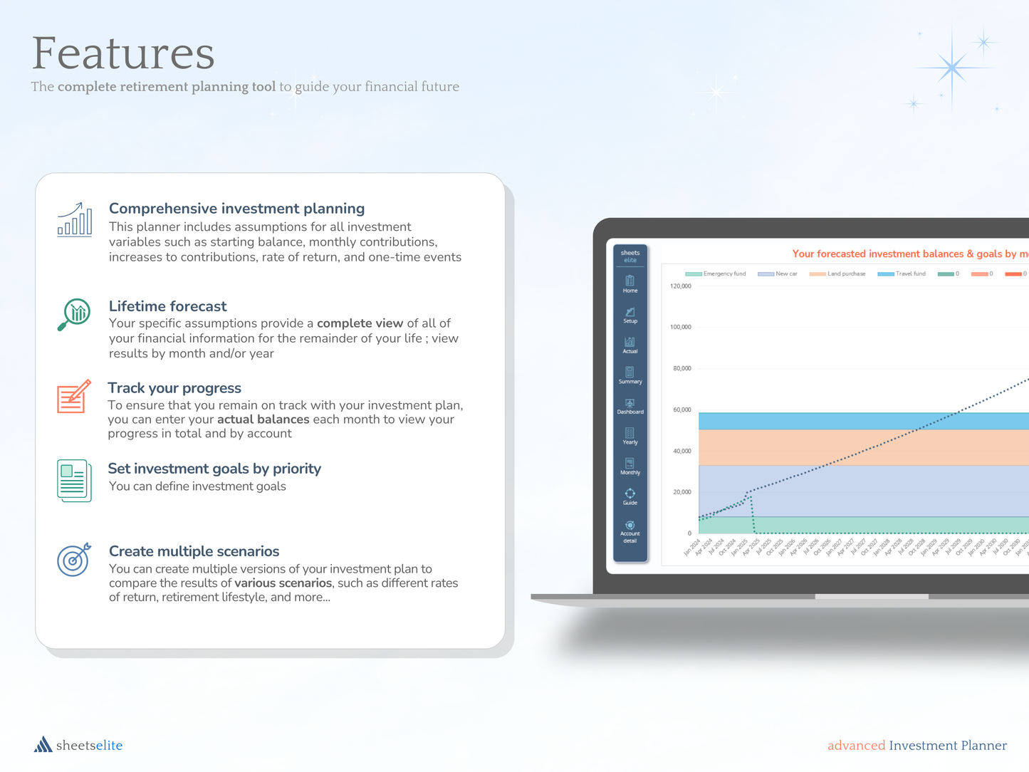Advanced Investment Planner - Excel Template | Instant Download | Digital Finance Planner