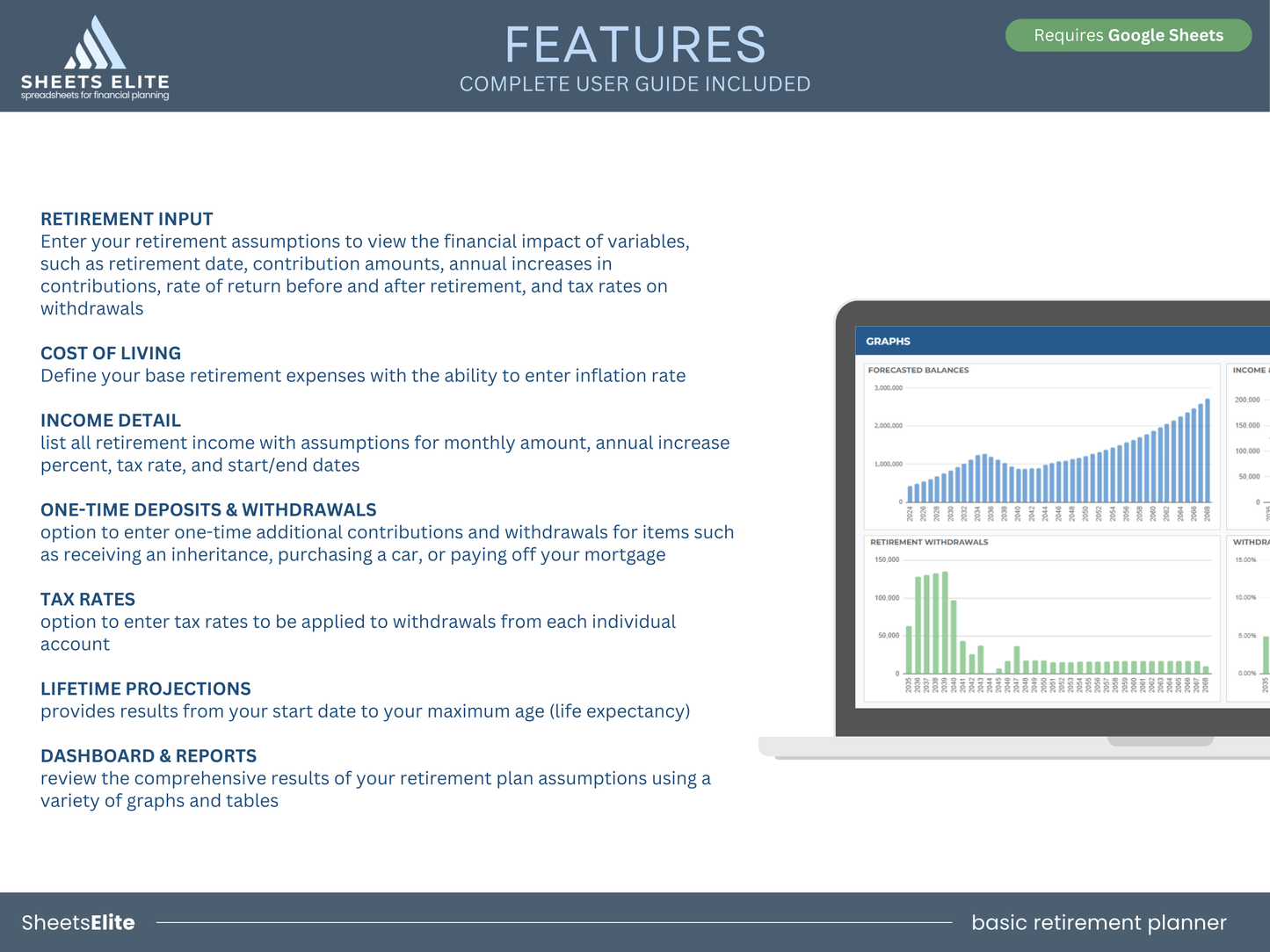 Basic retirement planner - Google Sheets Template | Instant Download | Digital Finance Planner