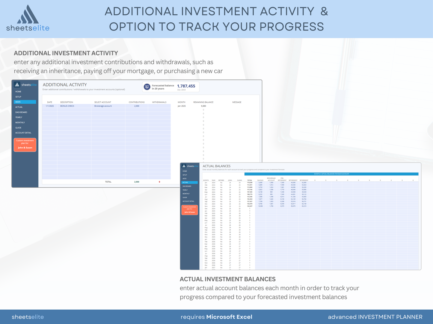 Advanced Investment Planner - Excel Template | Instant Download | Digital Finance Planner