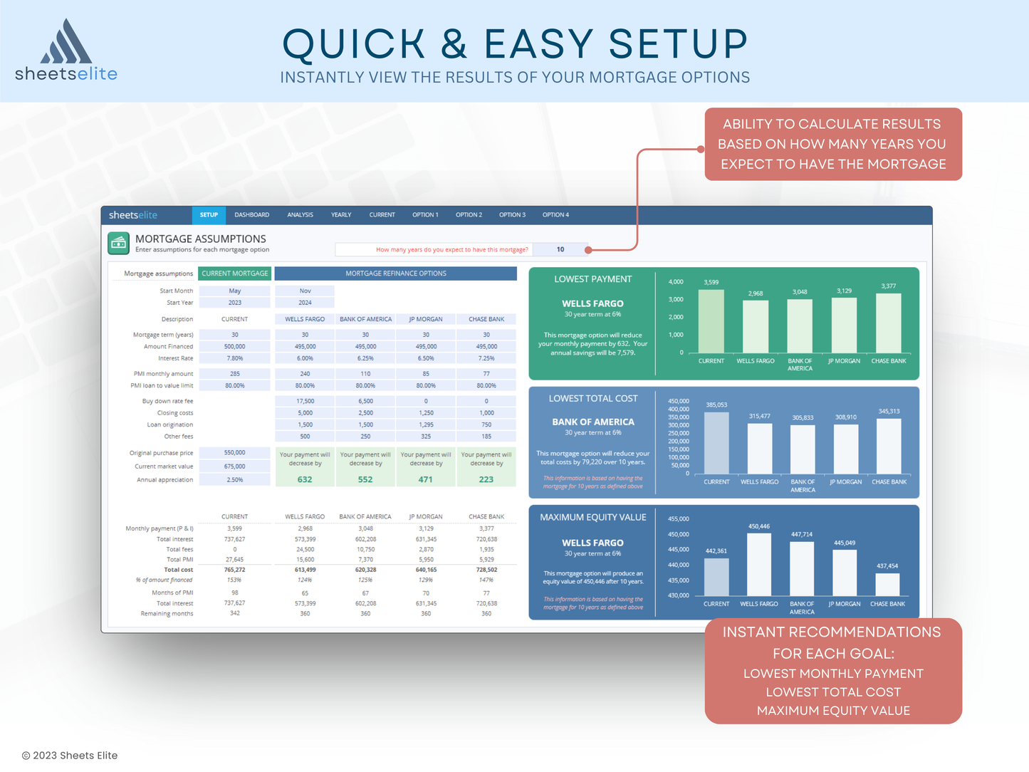 Ultimate Mortgage Refinance - Excel Template | Instant Download | Digital Finance Planner