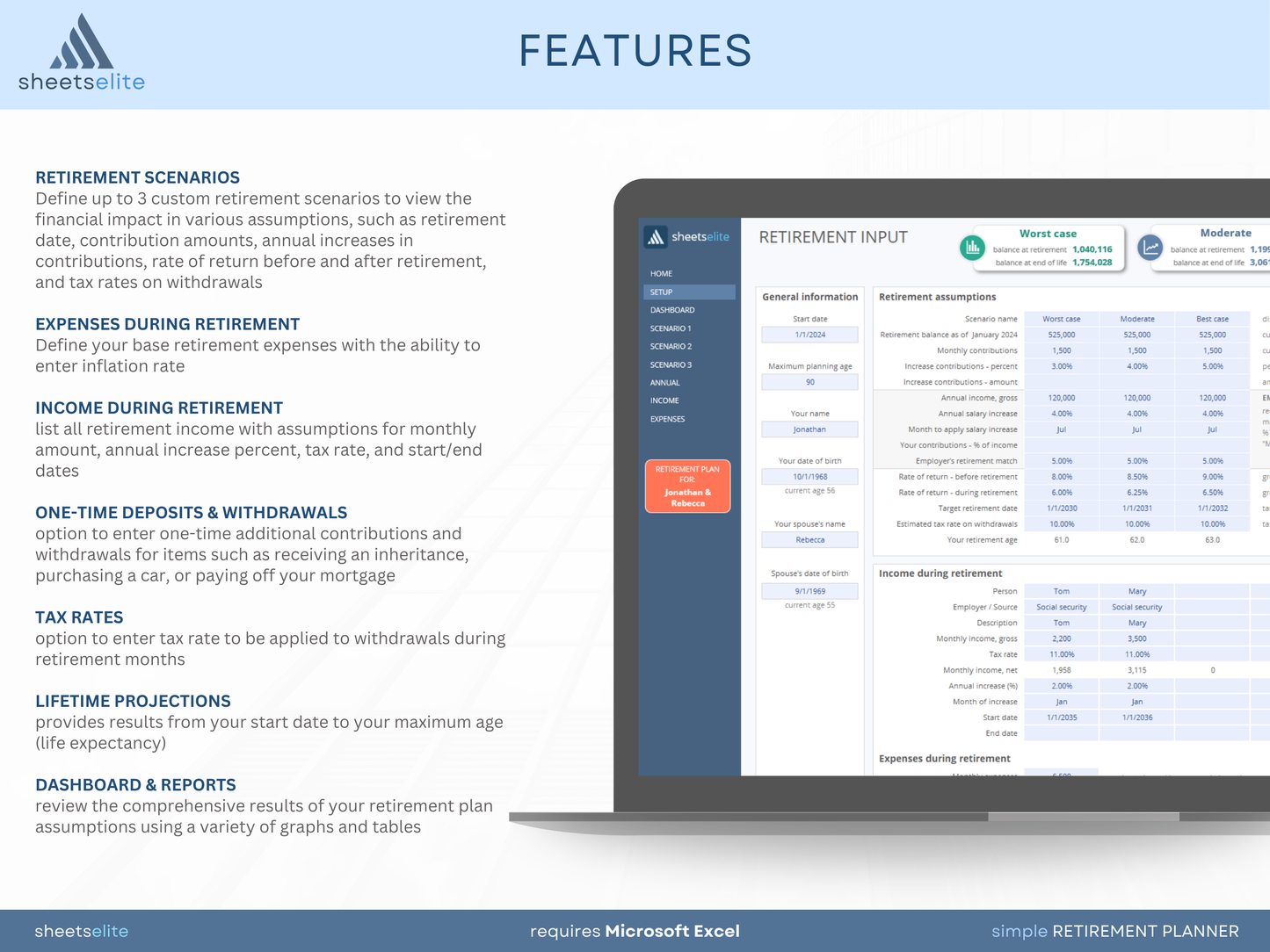 Simple Retirement Planner - Excel Template | Instant Download | Digital Finance Planner