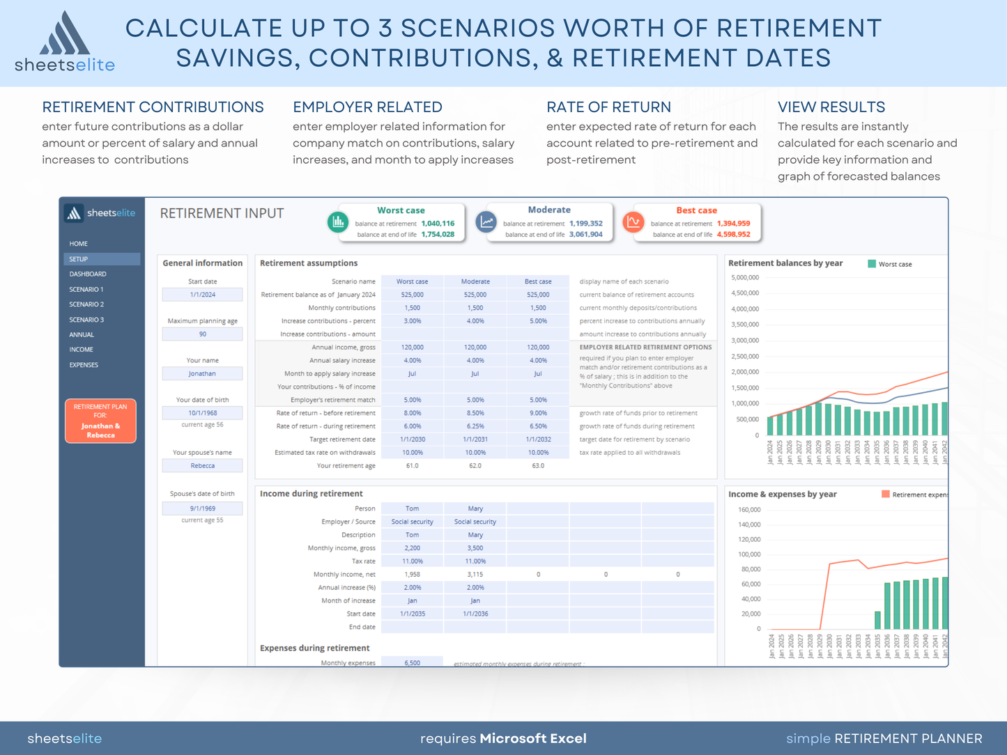 Simple Retirement Planner - Excel Template | Instant Download | Digital Finance Planner