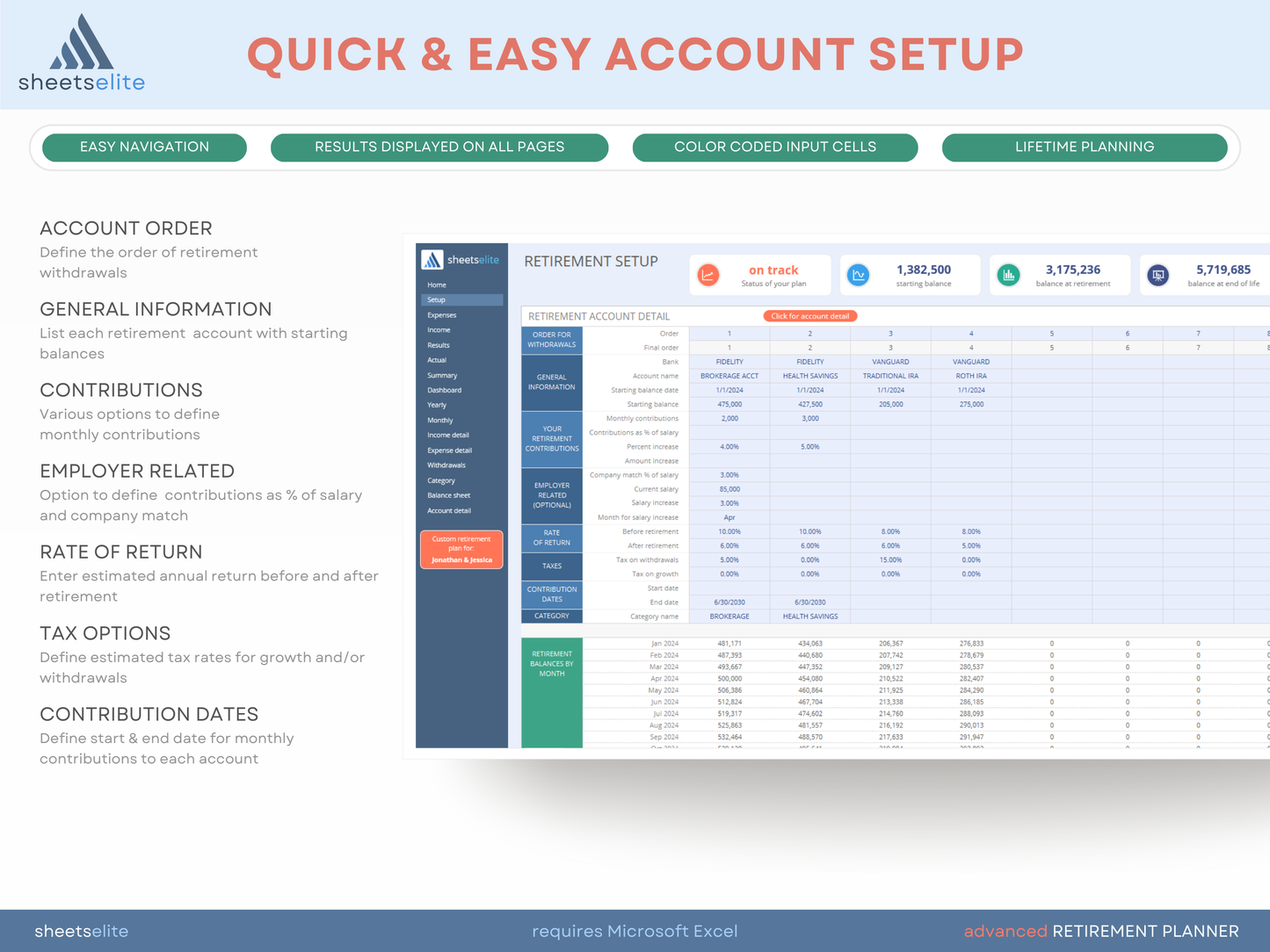 Advanced Retirement Planner - Excel Template | Instant Download | Digital Finance Planner