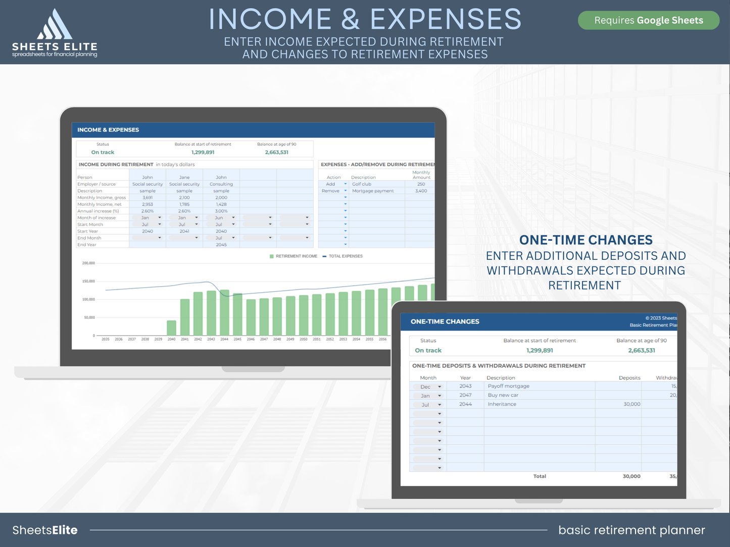 Basic retirement planner - Google Sheets Template | Instant Download | Digital Finance Planner