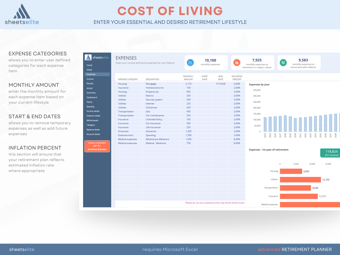 Advanced Retirement Planner - Excel Template | Instant Download | Digital Finance Planner