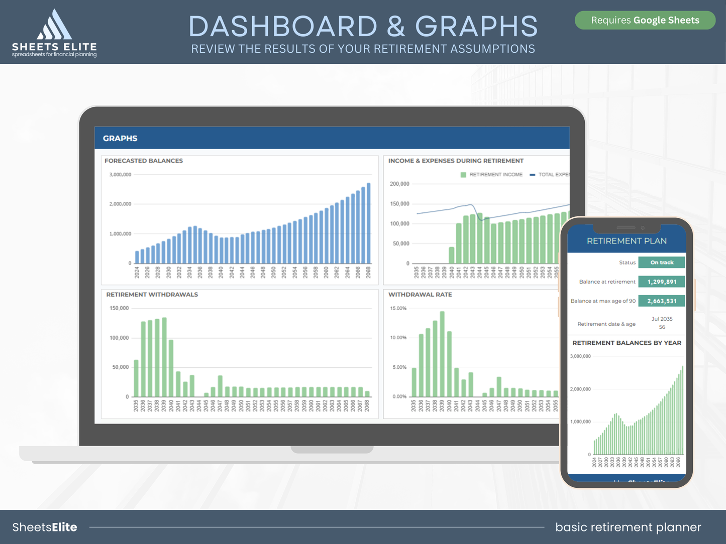 Basic retirement planner - Google Sheets Template | Instant Download | Digital Finance Planner