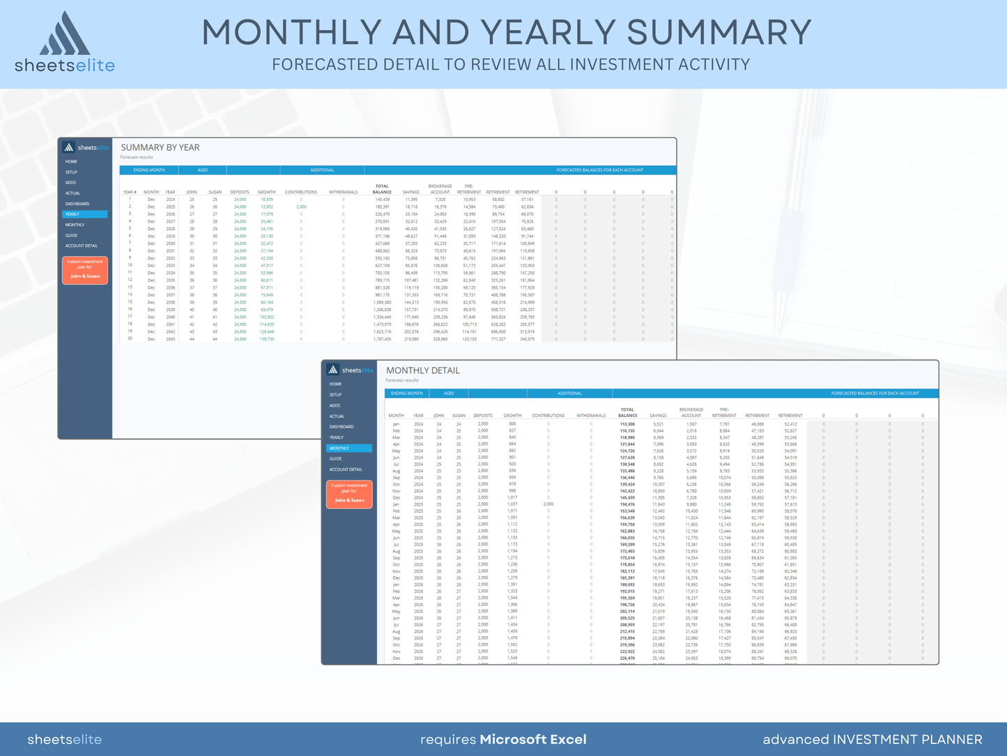 Advanced Investment Planner - Excel Template | Instant Download | Digital Finance Planner