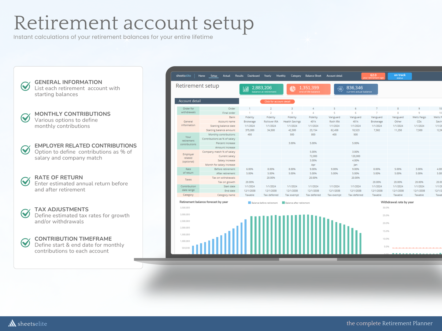 The Complete Retirement Planner - Excel Template | Instant Download | Digital Finance Planner