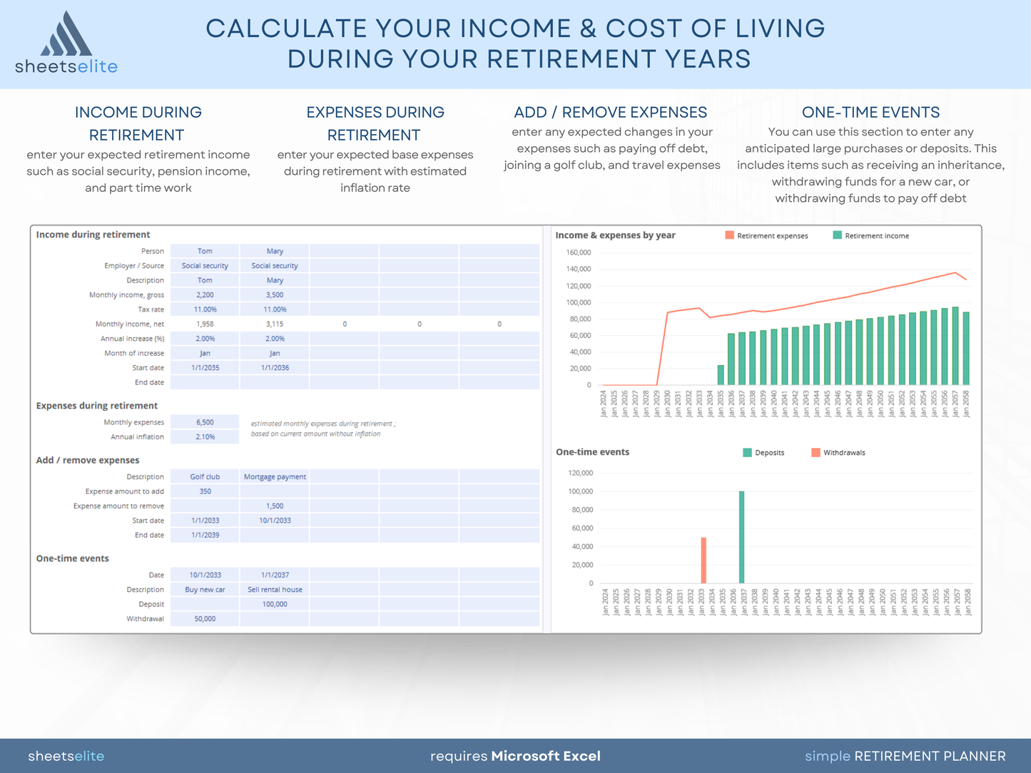 Simple Retirement Planner - Excel Template | Instant Download | Digital Finance Planner