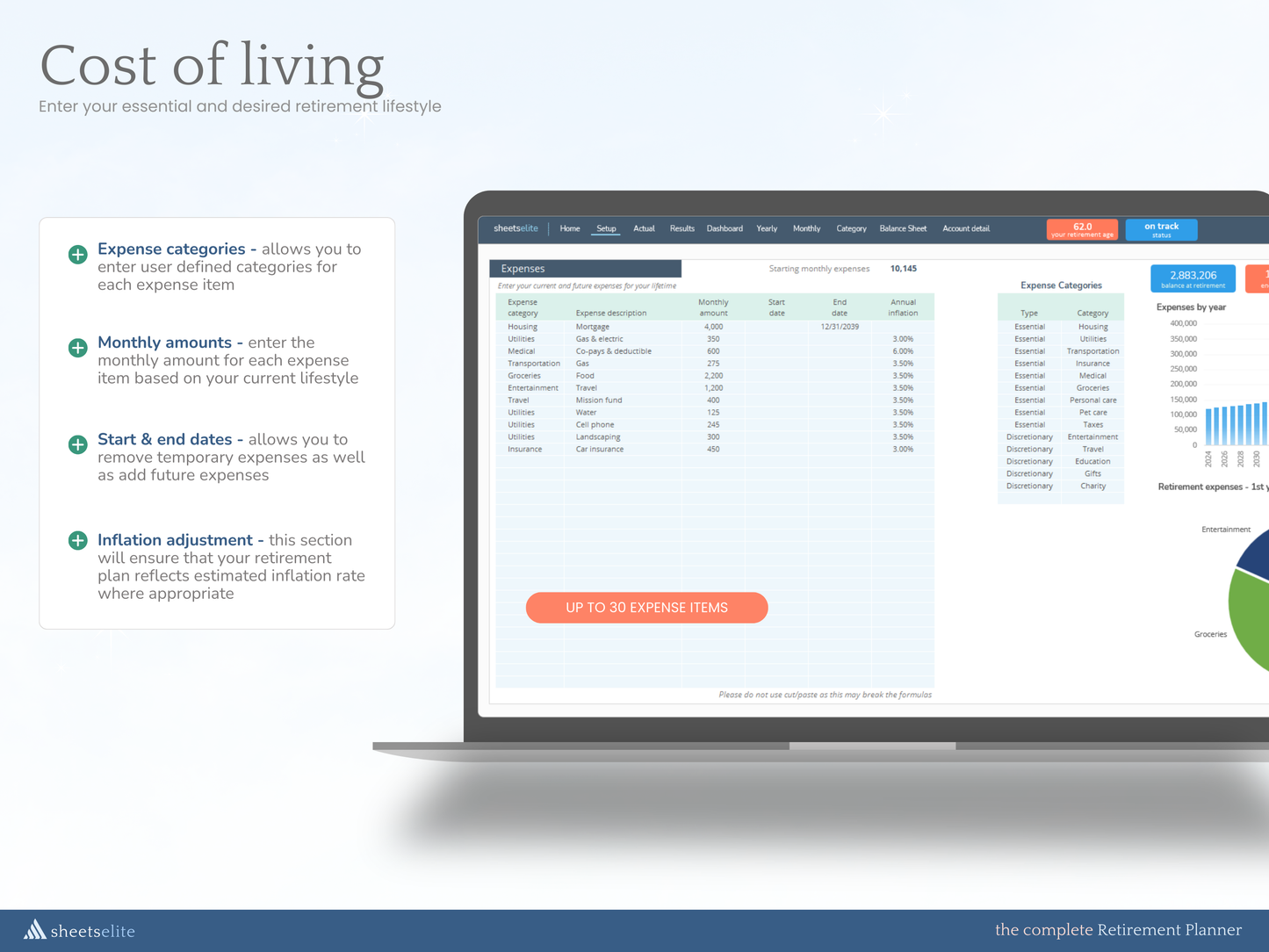 The Complete Retirement Planner - Excel Template | Instant Download | Digital Finance Planner