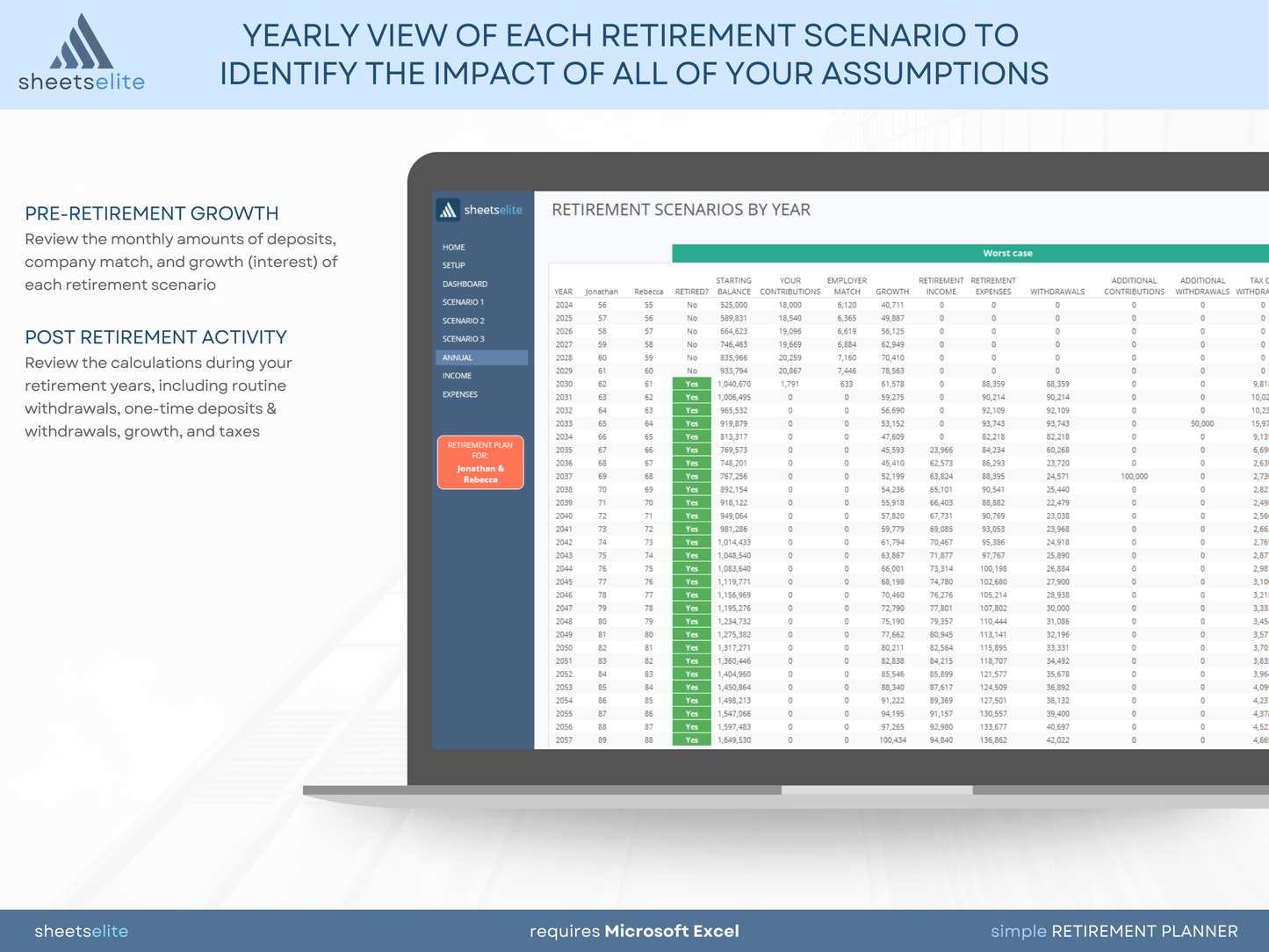 Simple Retirement Planner - Excel Template | Instant Download | Digital Finance Planner