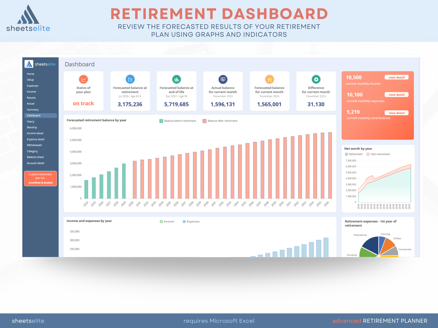 Advanced Retirement Planner - Excel Template | Instant Download | Digital Finance Planner