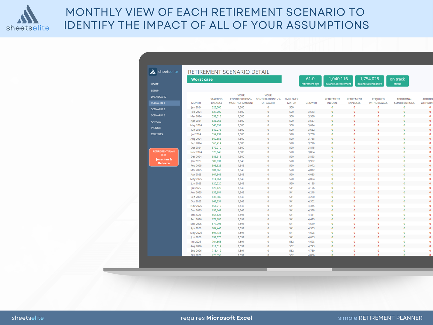 Simple Retirement Planner - Excel Template | Instant Download | Digital Finance Planner